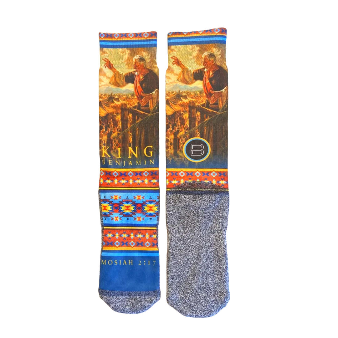 King Benjamin's Address Book of Mormon Themed LDS Scripture Socks by BOMSocks