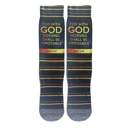 Possible with God (Luke 1:37) - Faith-Inspired Crew Socks
