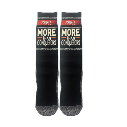More Than Conquerors (Romans 8) - Faith Inspired Crew Socks
