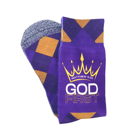 God First (Matthew 6:33) - Faith-Inspired Crew Socks