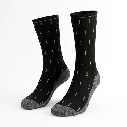 Black and Gold Angels scripture-themed crew socks by B.O.M.Socks, view 1 of 5