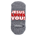 Jesus Loves You No-Shows scripture-themed crew socks by B.O.M.Socks, view 2 of 3