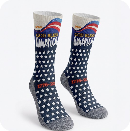 God Bless America 250 scripture-themed crew socks by B.O.M.Socks, view 1 of 5