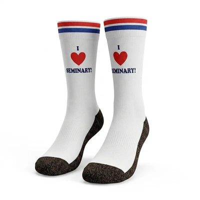 I Love Seminary! scripture-themed crew socks by B.O.M.Socks, view 1 of 4