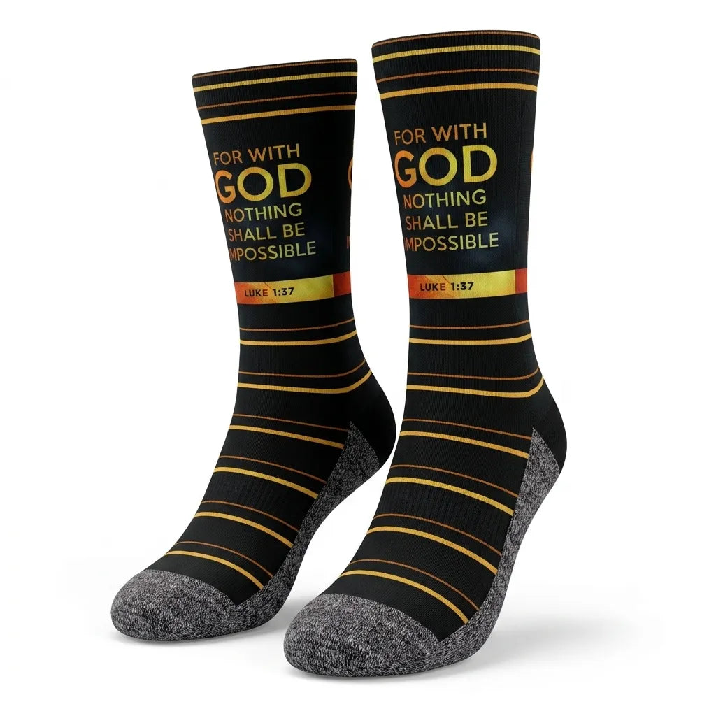 Possible with God (Luke 1:37) - Faith-Inspired Crew Socks
