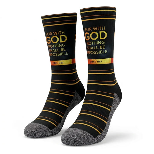 Possible with God (Luke 1:37) - Faith-Inspired Crew Socks
