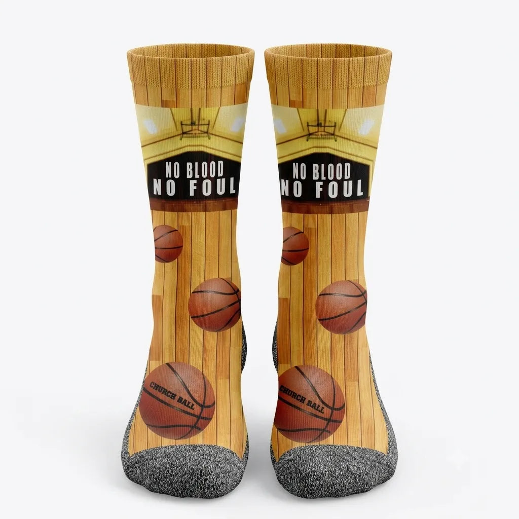 The Church Ballers - Fun Basketball-Themed Crew Socks