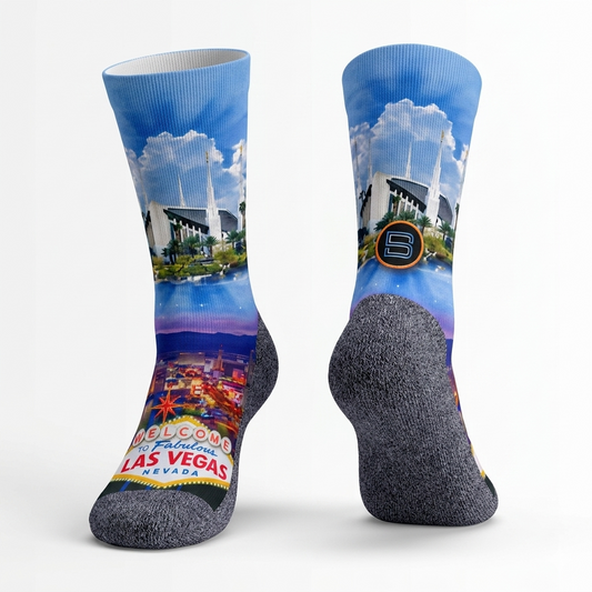 The Vegas' scripture-themed crew socks by B.O.M.Socks, view 1 of 4